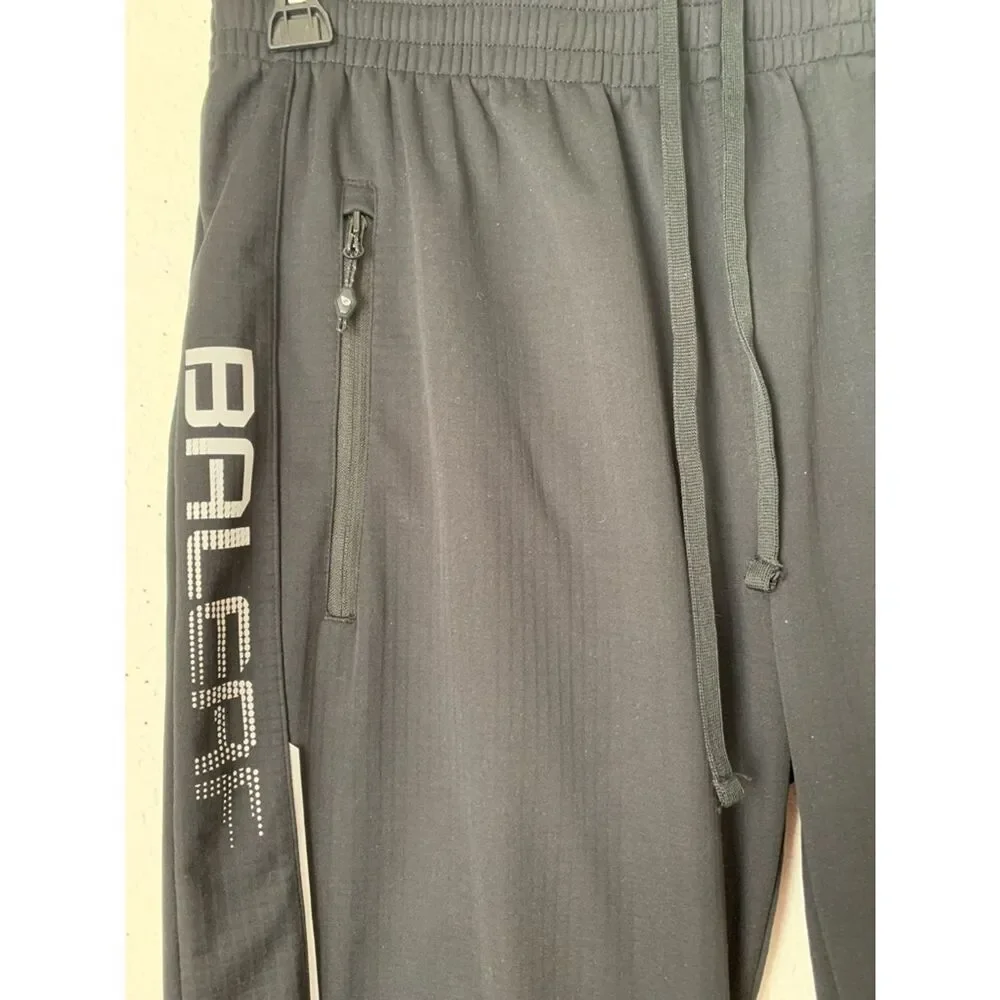 Baleaf Men’s Black Bike Cycling Pants Elastic Waist Pockets/Zip Logo Size L